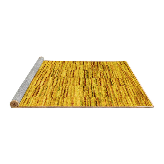 Sideview of Machine Washable Abstract Yellow Contemporary Rug, wshcon1218yw