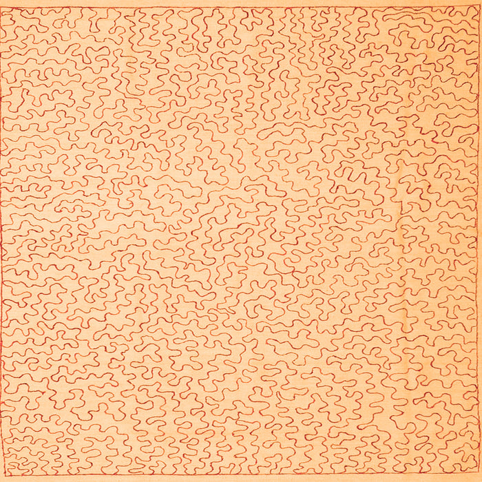 Round Machine Washable Abstract Orange Contemporary Area Rugs, wshcon1219org