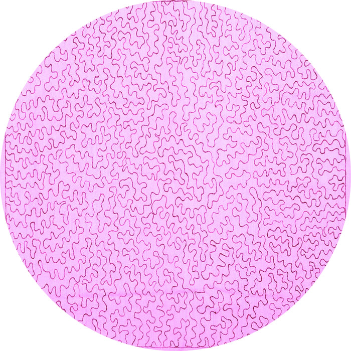 Round Abstract Purple Contemporary Rug, con1219pur