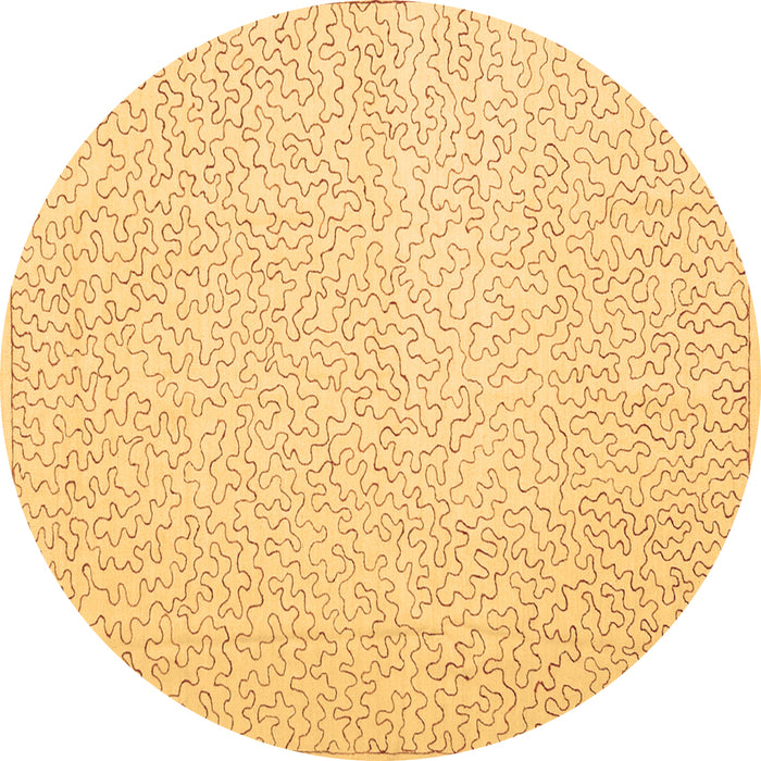Round Abstract Brown Contemporary Rug, con1219brn