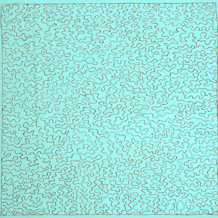 Square Abstract Light Blue Contemporary Rug, con1219lblu