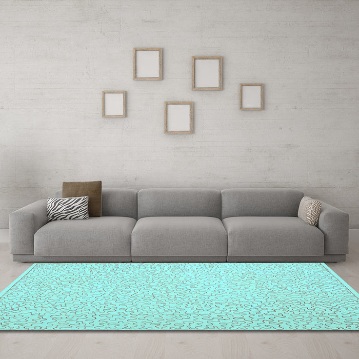 Machine Washable Abstract Light Blue Contemporary Rug in a Living Room, wshcon1219lblu