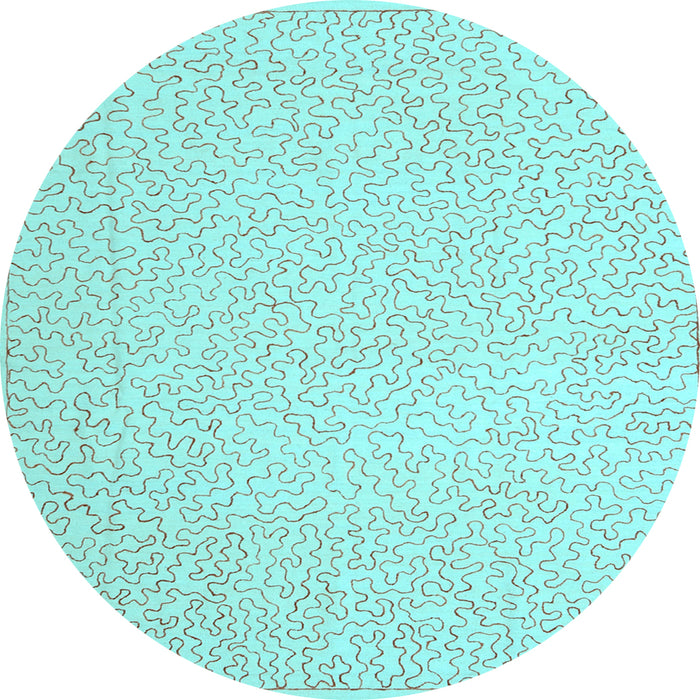 Round Abstract Light Blue Contemporary Rug, con1219lblu