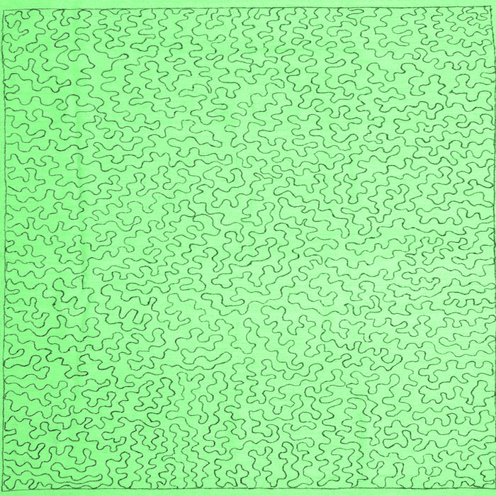 Square Machine Washable Abstract Emerald Green Contemporary Area Rugs, wshcon1219emgrn