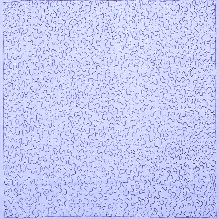 Square Abstract Blue Contemporary Rug, con1219blu