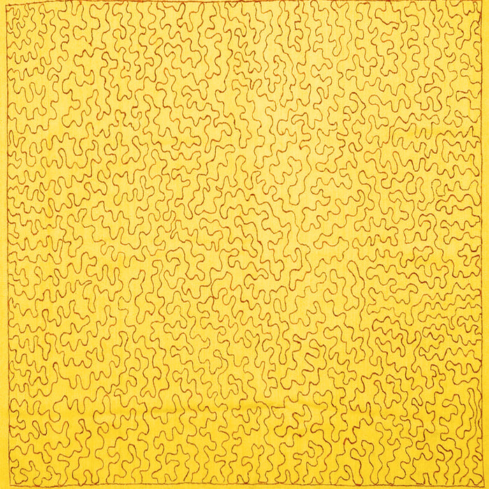 Square Machine Washable Abstract Yellow Contemporary Rug, wshcon1219yw
