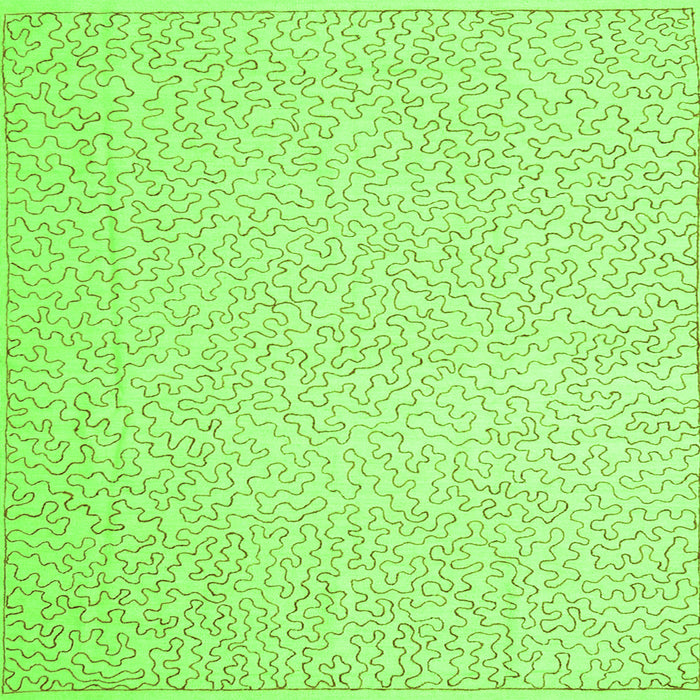 Serging Thickness of Abstract Green Contemporary Rug, con1219grn