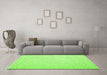 Machine Washable Abstract Green Contemporary Area Rugs in a Living Room,, wshcon1219grn