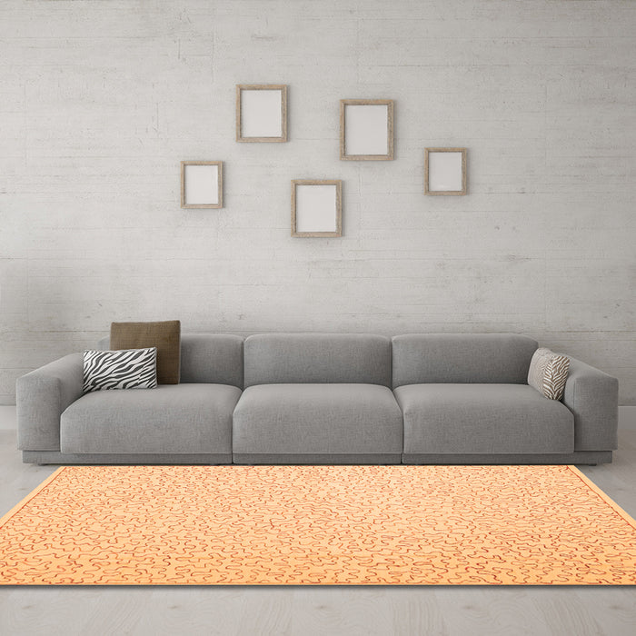 Machine Washable Abstract Orange Contemporary Area Rugs in a Living Room, wshcon1219org