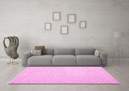 Machine Washable Abstract Pink Contemporary Rug in a Living Room, wshcon1219pnk