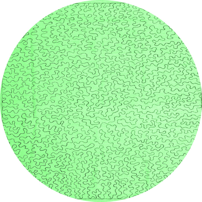 Round Machine Washable Abstract Emerald Green Contemporary Area Rugs, wshcon1219emgrn