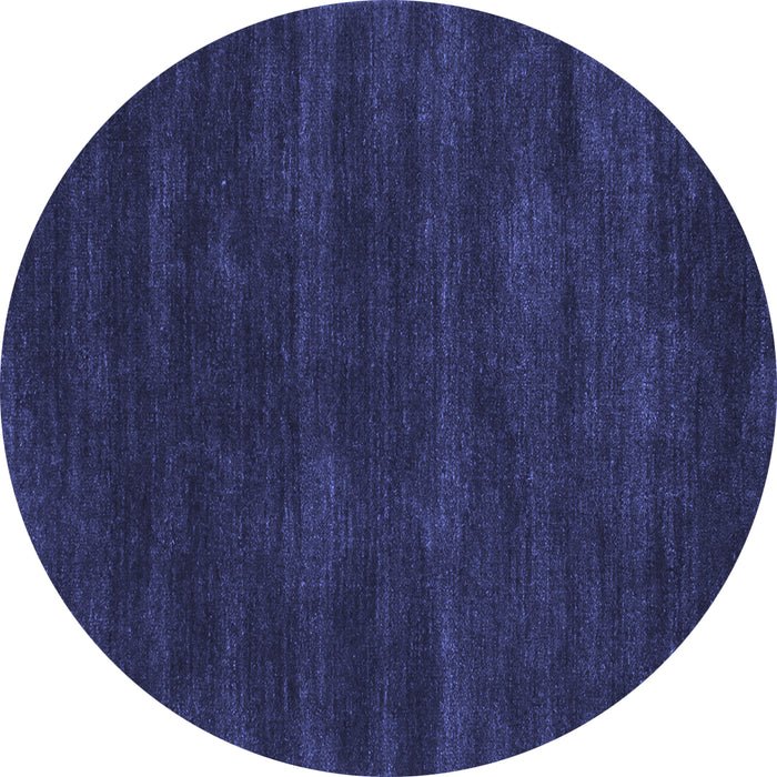 Round Abstract Blue Contemporary Rug, con121blu