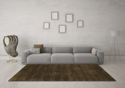 Machine Washable Abstract Brown Contemporary Rug in a Living Room,, wshcon121brn