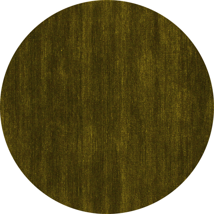 Round Abstract Yellow Contemporary Rug, con121yw