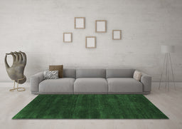 Machine Washable Abstract Emerald Green Contemporary Area Rugs in a Living Room,, wshcon121emgrn