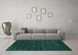 Machine Washable Abstract Turquoise Contemporary Area Rugs in a Living Room,, wshcon121turq