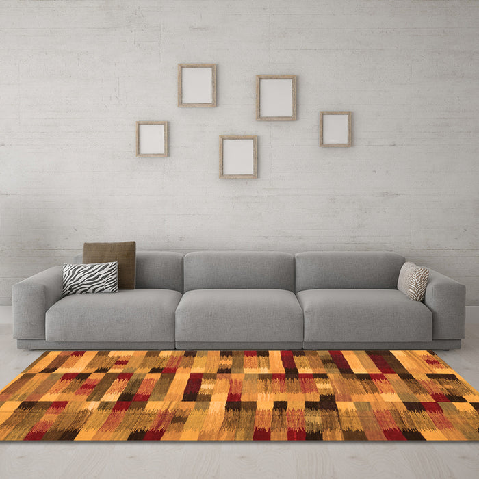 Machine Washable Abstract Orange Contemporary Area Rugs in a Living Room, wshcon1220org