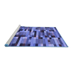 Sideview of Machine Washable Abstract Blue Contemporary Rug, wshcon1220blu