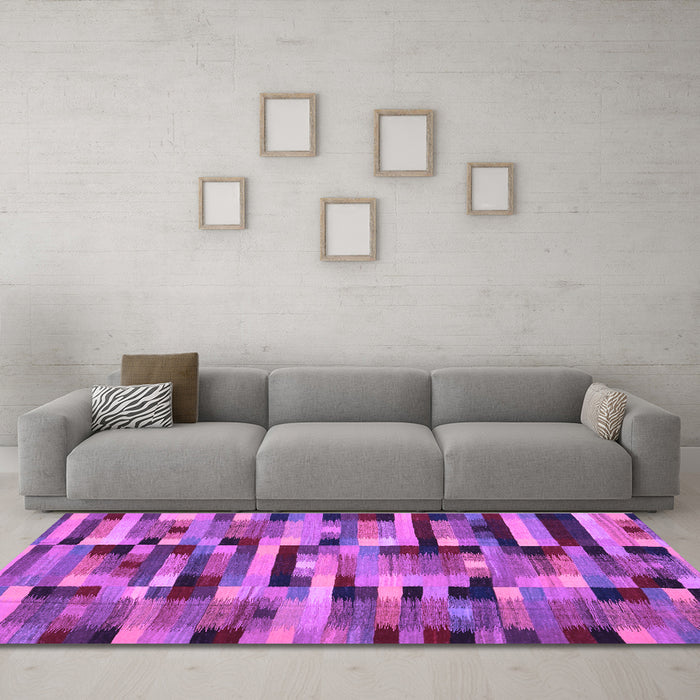 Machine Washable Abstract Purple Contemporary Area Rugs in a Living Room, wshcon1220pur