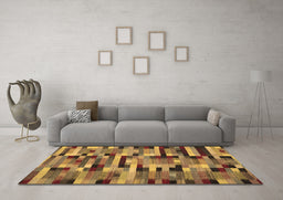 Machine Washable Abstract Brown Contemporary Rug in a Living Room,, wshcon1220brn