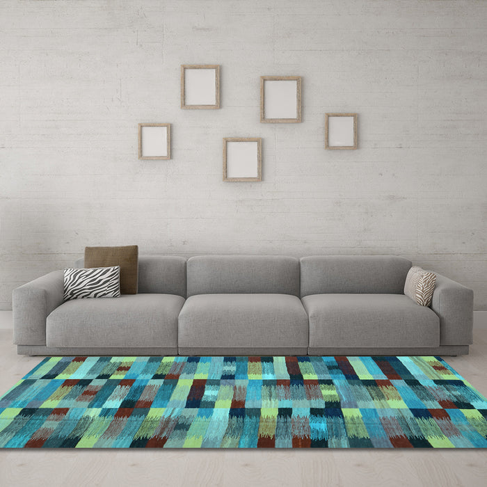 Machine Washable Abstract Light Blue Contemporary Rug in a Living Room, wshcon1220lblu