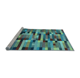 Sideview of Machine Washable Abstract Light Blue Contemporary Rug, wshcon1220lblu