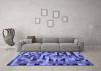Machine Washable Abstract Blue Contemporary Rug, wshcon1220blu