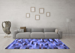 Machine Washable Abstract Blue Contemporary Rug in a Living Room, wshcon1220blu