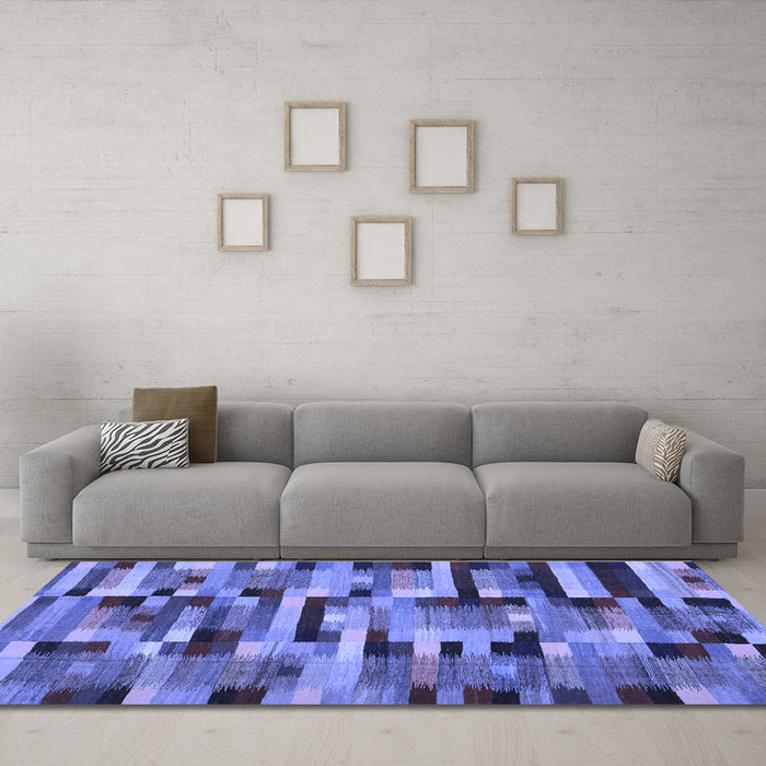 Machine Washable Abstract Blue Contemporary Rug in a Living Room, wshcon1220blu