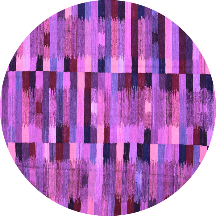 Round Machine Washable Abstract Purple Contemporary Area Rugs, wshcon1220pur