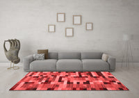 Machine Washable Abstract Red Contemporary Rug, wshcon1220red