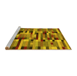 Sideview of Machine Washable Abstract Yellow Contemporary Rug, wshcon1220yw