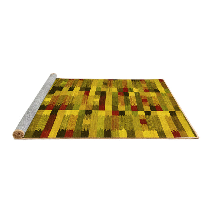 Sideview of Machine Washable Abstract Yellow Contemporary Rug, wshcon1220yw