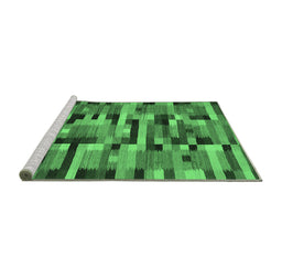Sideview of Machine Washable Abstract Emerald Green Contemporary Area Rugs, wshcon1220emgrn