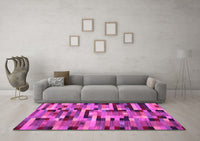 Machine Washable Abstract Pink Contemporary Rug, wshcon1220pnk