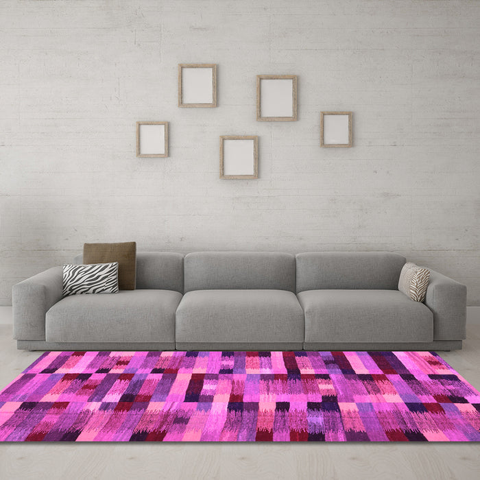 Machine Washable Abstract Pink Contemporary Rug in a Living Room, wshcon1220pnk