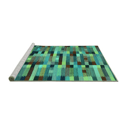 Sideview of Machine Washable Abstract Turquoise Contemporary Area Rugs, wshcon1220turq