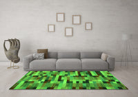 Machine Washable Abstract Green Contemporary Rug, wshcon1220grn