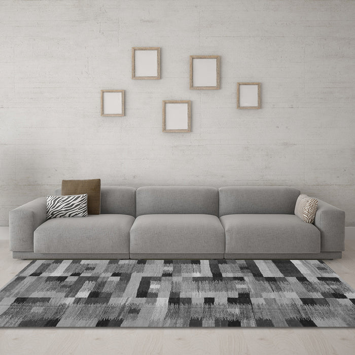 Machine Washable Abstract Gray Contemporary Rug in a Living Room,, wshcon1220gry