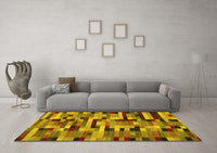 Machine Washable Abstract Yellow Contemporary Rug, wshcon1220yw