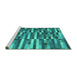 Sideview of Machine Washable Abstract Turquoise Contemporary Area Rugs, wshcon1221turq