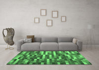 Machine Washable Abstract Emerald Green Contemporary Rug, wshcon1221emgrn