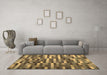 Machine Washable Abstract Brown Contemporary Rug in a Living Room,, wshcon1221brn