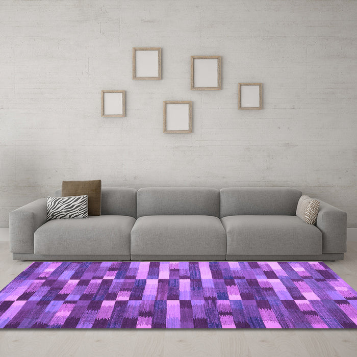 Machine Washable Abstract Purple Contemporary Area Rugs in a Living Room, wshcon1221pur