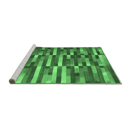 Sideview of Machine Washable Abstract Emerald Green Contemporary Area Rugs, wshcon1221emgrn