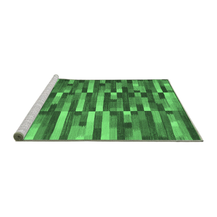Sideview of Machine Washable Abstract Emerald Green Contemporary Area Rugs, wshcon1221emgrn