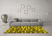 Machine Washable Abstract Yellow Contemporary Rug in a Living Room, wshcon1221yw