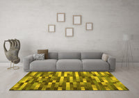 Machine Washable Abstract Yellow Contemporary Rug, wshcon1221yw