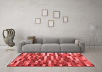 Machine Washable Abstract Red Contemporary Rug, wshcon1221red