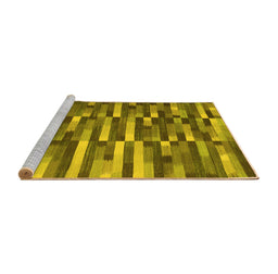 Sideview of Machine Washable Abstract Yellow Contemporary Rug, wshcon1221yw